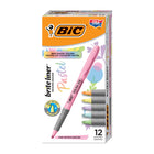 BIC Brite Liner Grip Pastel Highlighters - Chisel Tip - Assorted Colours - 12 Pack-ADDED COMFORT AND CONTROL: Brite Liner Grip highlighters are equipped with a textured rubber grip that provides increased comfort and control for great note-taking