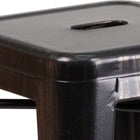 Flash Furniture 24" High Backless Black-Antique Gold Metal Indoor-Outdoor Counter Height Stool with Square Seat-Stacks 4 to 8 High