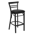 Flash Furniture HERCULES Series Black Two-Slat Ladder Back Metal Restaurant Barstool - Black Vinyl Seat-500 lb. Weight Capacity