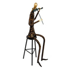 Truu Design Antique Iron Sitting Violin Player Sculpture, 15.5 inches, Brown-It features an intricately interlaced outfit along with a gold-plated face to create an industrial, yet elegant and rich look to any living space
