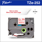 Brother Genuine TZe252 Laminated Tape for P-touch Label Makers - 24 mm wide x 8 m long - Red on White-Perfect for everyday labelling applications in the home, office or workplace like file organization, barcoding, USB flash drives, office supplies, pantry and freezer contents, kids’ items and equipment