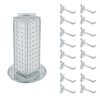 Azar Interlock Peg Tower with Revolving Base and Hooks - 4" x 4" x 12" - Clear-Sold in multiples of: 1