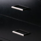Winsome Bellamy Leaning Shelf with Storage, Black (29522)-Display and storage on 2 tiered shelves