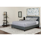 Flash Furniture Tribeca Twin Size Tufted Upholstered Platform Bed with Memory Foam Mattress - Dark Grey Fabric-Panel Headboard