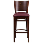 Flash Furniture HERCULES Ladder Back Natural Wood Restaurant Chair - Burgundy Vinyl Seat - 2 Pack-Set of 2 Wood Dining Bar Stools
