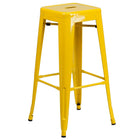 24'' Round Yellow Metal Indoor-Outdoor Bar Table Set with 2 Square Seat Backless Barstools (CH-51080BH-2-30SQST-YL-GG)-4