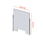 Mark Maker Rod Sneeze Guard -1/4" Clear Acrylic with 23.5" W x 31.5" H panel and 24" H aluminum rod set with 4"x12" pass through-Made from 1/4” clear acrylic.
