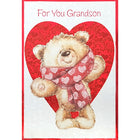 Rosedale Gold Greeting Cards/Envelopes - Happy Valentine's Day Grandson - Juvenile - 5-1/2" x 8" - 6 Pack-Printed on premium uncoated card stock