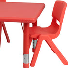 Flash Furniture 24"W x 48"L Rectangular Plastic Height Adjustable Activity Table Set with 4 Chairs - Red-Set Includes Rectangular Table and 4 Stackable Chairs