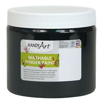 Handy Art Non-toxic Washable Finger Paint, 16 oz., Black, 6 Pack-Water-based finger paint is ideal for art education