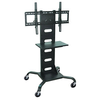 Luxor Mobile Flat Panel TV Stand & Mount, Black, (WPSMS51)-This mobile platform is ruggedly built with all steel components. It glides easily on 4 (all lockable) ball bearing casters. The attractive design of this TV stand includes curved metal legs and a sleek black powder coat finish.