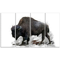 Designart Migrating Bison Canvas Art Print, 5 Panels, (PT2333-271)-Print
