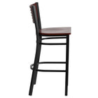 Flash Furniture HERCULES Series Black Slat Back Metal Restaurant Barstool - Mahogany Wood Back & Seat - 2 Pack-Mahogany Finished Wood Seat