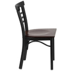 Flash Furniture HERCULES Series Black Three-Slat Ladder Back Metal Restaurant Chair - Walnut Wood Seat-Ladder Back Design