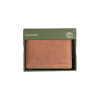 Champs Hunter Leather RFID Blocking Centre-Wing Wallet in Gift Box -  Tan-Hunter leather, tan