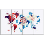 Designart Red and Blue Map Canvas Art Print, (PT2716-271)-Print