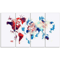 Designart Red and Blue Map Canvas Art Print, (PT2716-271)-Print