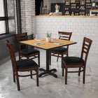 Flash Furniture HERCULES Series Ladder Back Walnut Wood Restaurant Chair - Black Vinyl Seat-Solid European Beech Hardwood Construction