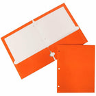 JAM Paper Glossy 2 Pocket 3 Hole Punched Folders, Orange, 100 Pack (385GHPORB)-Dimension: 11-1/2"h x 9.2"w x 1/5"d