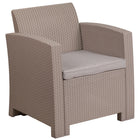 Flash Furniture Light Grey Faux Rattan Chair with All-Weather Light Grey Cushion-Straight Arms