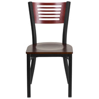Flash Furniture HERCULES Series Black Slat Back Metal Restaurant Chair - Mahogany Wood Back & Seat-Metal Chair