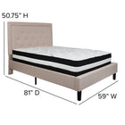 Flash Furniture Roxbury Full Size Tufted Upholstered Platform Bed in Beige Fabric with Pocket Spring Mattress-Beige Fabric Upholstery