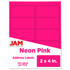 JAM Paper Laser/Inkjet Address Labels - 2" x 4" - Neon Pink - 120 Pack-English only packaging