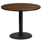 Flash Furniture 36" Round Walnut Laminate Table Top with 24" Round Table Height Base-Hospitality Table