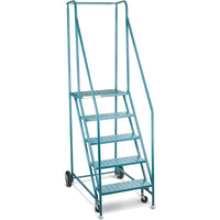 Kleton Rolling Step Ladders, 5 Steps, 22" Step Width, 46" Platform Height, Steel-Frame Material: Steel