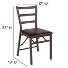 Flash Furniture HERCULES Brown Folding Ladder Back Metal Chair with Brown Vinyl Seat-Brown Powder Coated Frame Finish