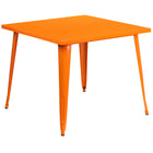 Flash Furniture 35.5" Square Orange Metal Indoor-Outdoor Table-Metal Cafe Table