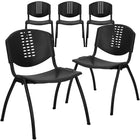 Flash Furniture HERCULES Series Black Plastic Stack Chair with Oval Cutout Back & Black Frame-880 lb. Weight Capacity