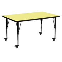 Flash Furniture Mobile 30"W x 60"L Thermal Laminate Activity Table - Yellow-Popular Rectangular Activity Table