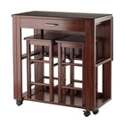 Winsome Fremont 3-Piece Space Saver Cart Set, 2 Chairs, Walnut (94331)-Kitchen cart set with chairs