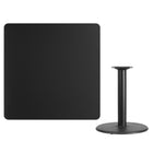 Flash Furniture 42" Square Black Laminate Table Top with 24" Round Table Height Base-Black Laminate Top