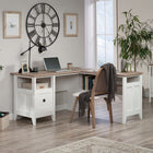 Sauder 59"W August Hill L-Desk - Soft White-  Quick and easy assembly with T-lock drawer system