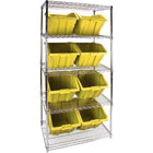 Kleton Heavy-Duty Wire Shelving Units With Storage Bins - 5 Tiers - 36" W x 74" H x 24" D-Depth: 24"