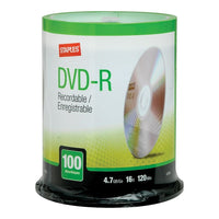 Staples 4.7GB DVD-R - 16x - 100 Pack-The most versatile recordable media available today