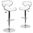 Flash Furniture 17 1/2" x 17 1/2" Cozy Mid-Back Vinyl Adjustable Bar Stool with Chrome Base, White, 2 Pack-Mid-Back Design