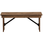 Flash Furniture HERCULES 40" x 12" Antique Rustic Solid Pine Folding Farm Bench-Rustic Style