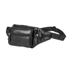 Champs Leather Belt Bag - Black-Front gusset pocket with front zipper for easy access to your most used items
