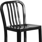 Flash Furniture Commercial Grade 24" High Black Metal Indoor-Outdoor Counter Height Stool with Vertical Slat Back - 2 Pack-Galvanized Steel Construction