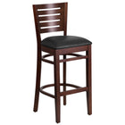 Flash Furniture Darby Series Slat Back Walnut Wood Restaurant Barstool with Black Vinyl Seat - Walnut-800 lb. Weight Capacity