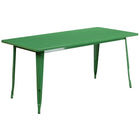 Flash Furniture 31.5'' x 63'' Rectangular Green Metal Indoor-Outdoor Table Set with 6 Stack Chairs (ET-CT005-6-30-GN-GG)-31.50"W x 63"D x 29.50"H