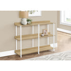 Monarch Specialties 2222 48"L Accent Table - Natural/White Metal Hall Console-3 identical shelves providing a symmetrical display piece