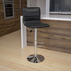 Flash Furniture Contemporary Grey Vinyl Adjustable Height Barstool with Horizontal Stitch Back & Chrome Base-Height Adjustable Seat with Gas Lift