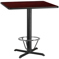 Flash Furniture Laminate 42" Square X-Base Table, Mahogany (XUMA4242T33B4F)-Bar Height Hospitality Table