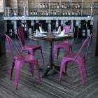 Flash Furniture Commercial Grade Purple Metal Indoor-Outdoor Stackable Chair-Small Caps on cross brace protect finish when stacked