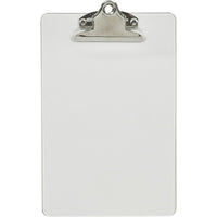Merangue Plastic Clipboard - Mini - 6" x 9" - Clear-Slim plastic material with strong metal clip