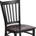 Flash Furniture HERCULES Series Black Vertical Back Metal Restaurant Chair - Walnut Wood Seat-Welded Joint Assembly